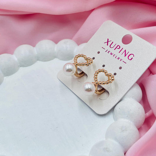 Heart Pearl Hoops  Earrings- XUPING