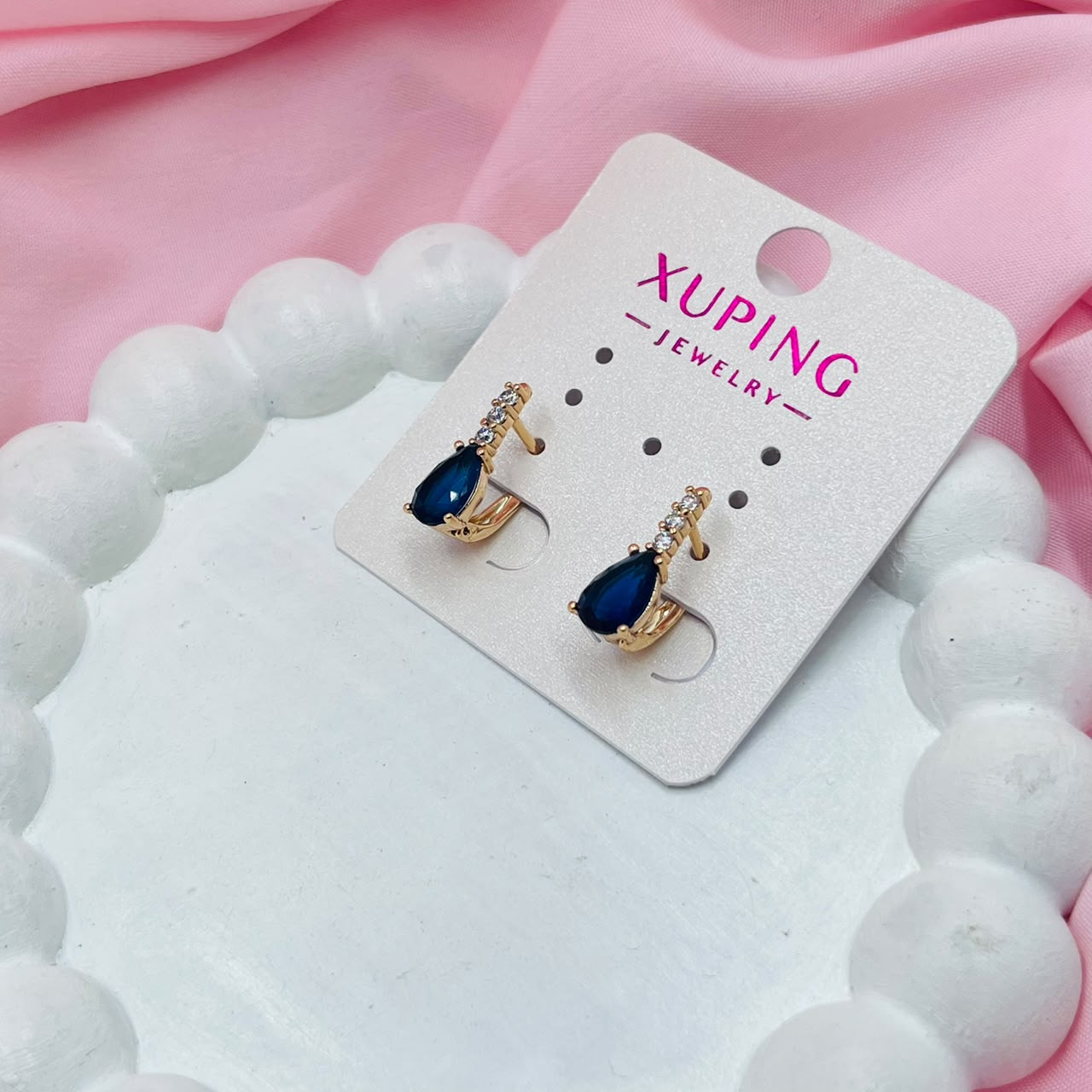 Blue Velvet Hoops Earrings- XUPING
