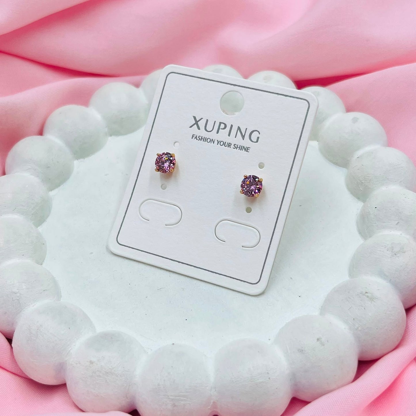 Pink Stone Earrings - XUPING