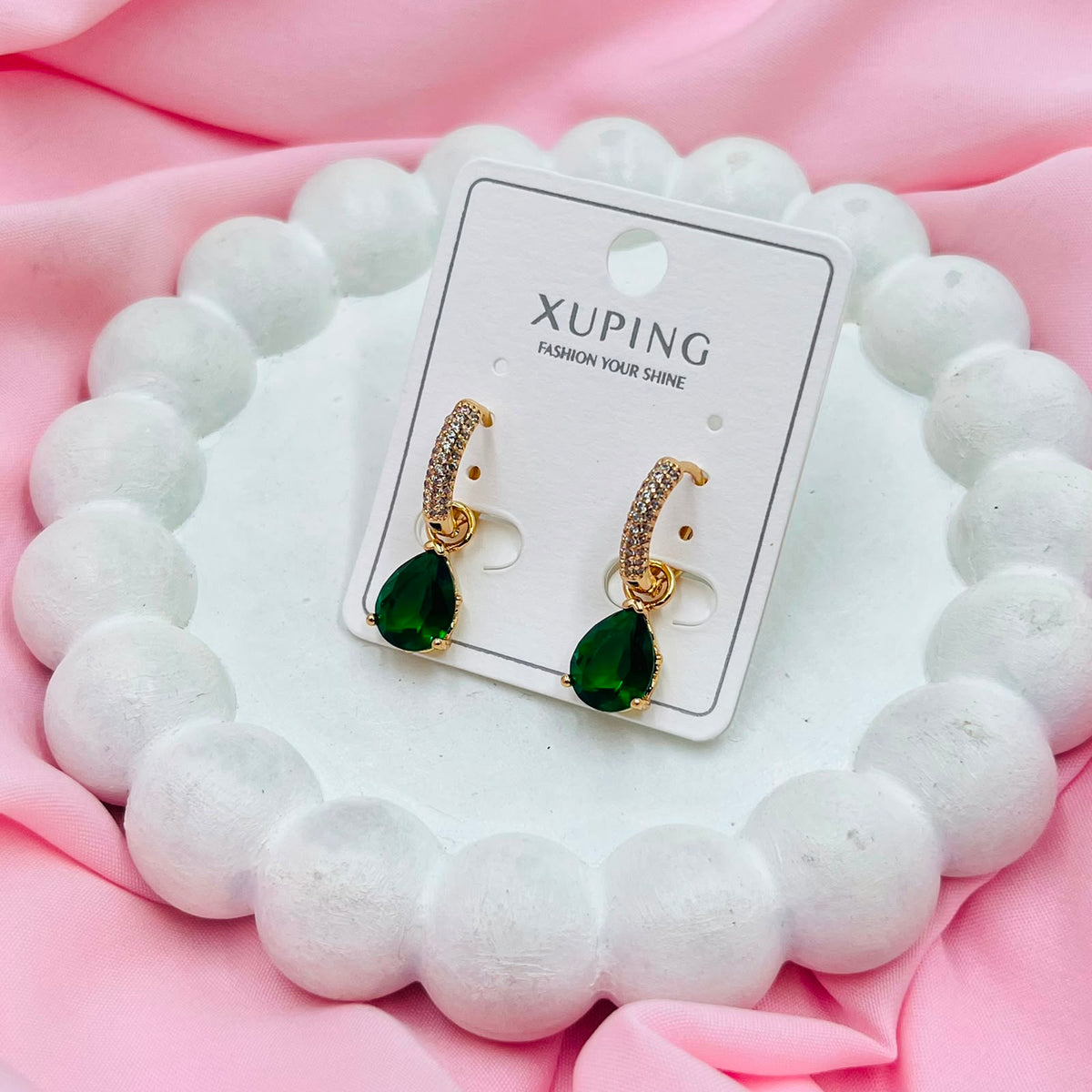 Green Teardrop  Earrings- XUPING