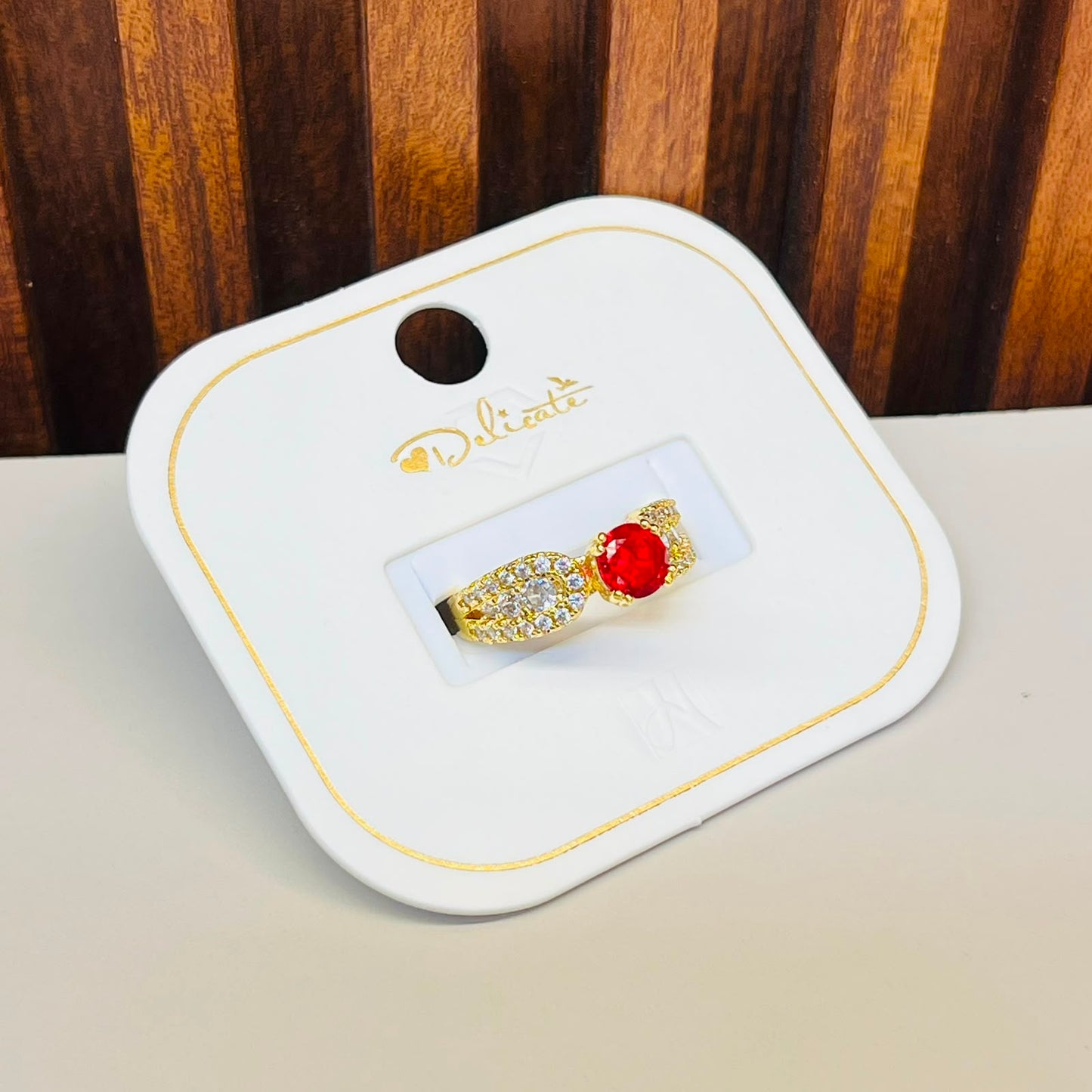 Golden Red Stone  Ring