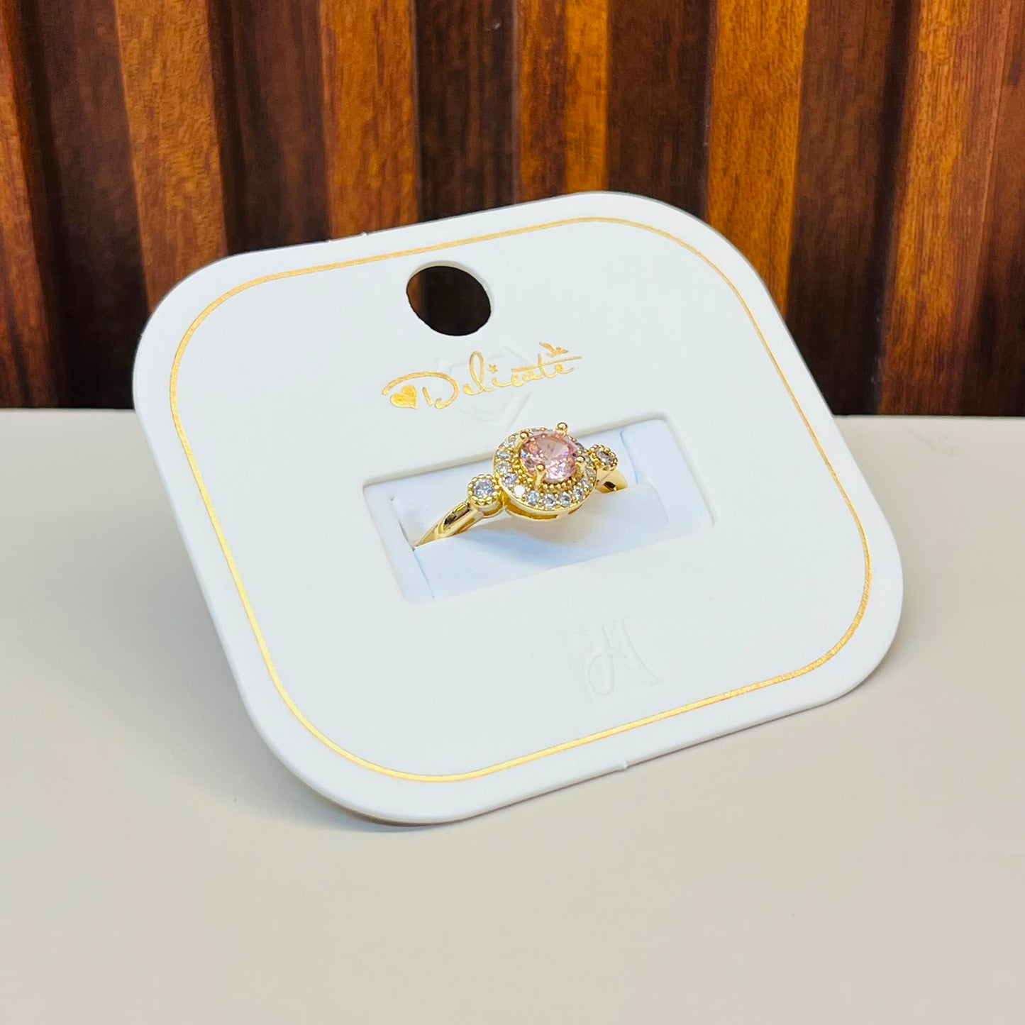 Pink Gemstone Golden Ring