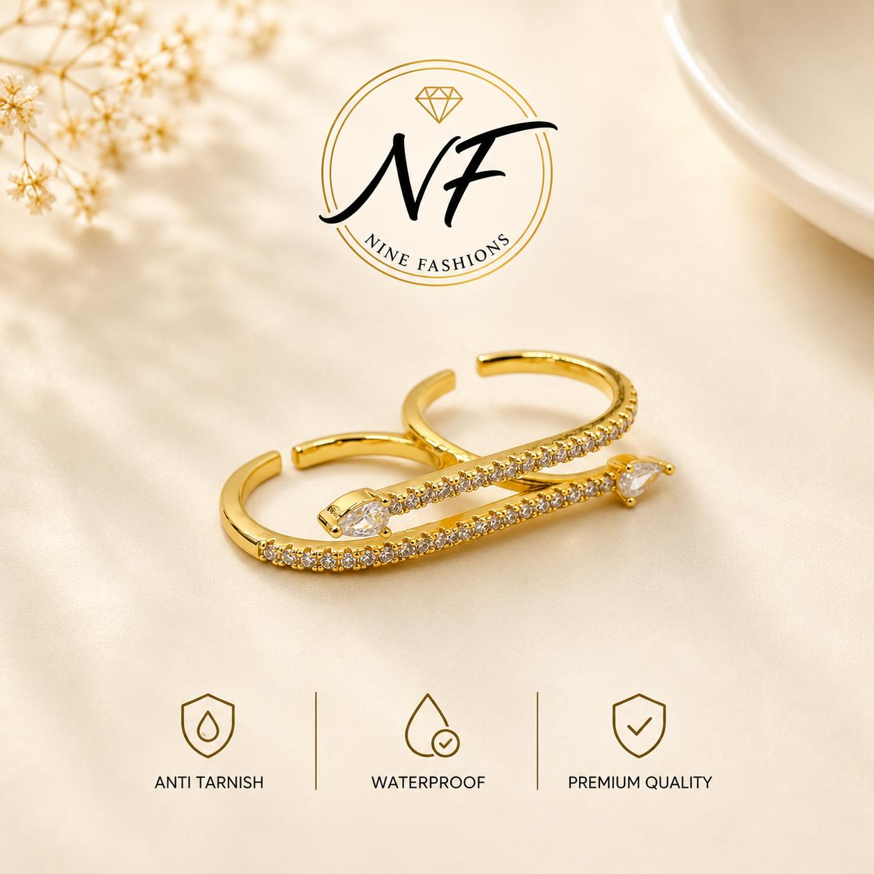 Golden Grace 2 Finger  Ring