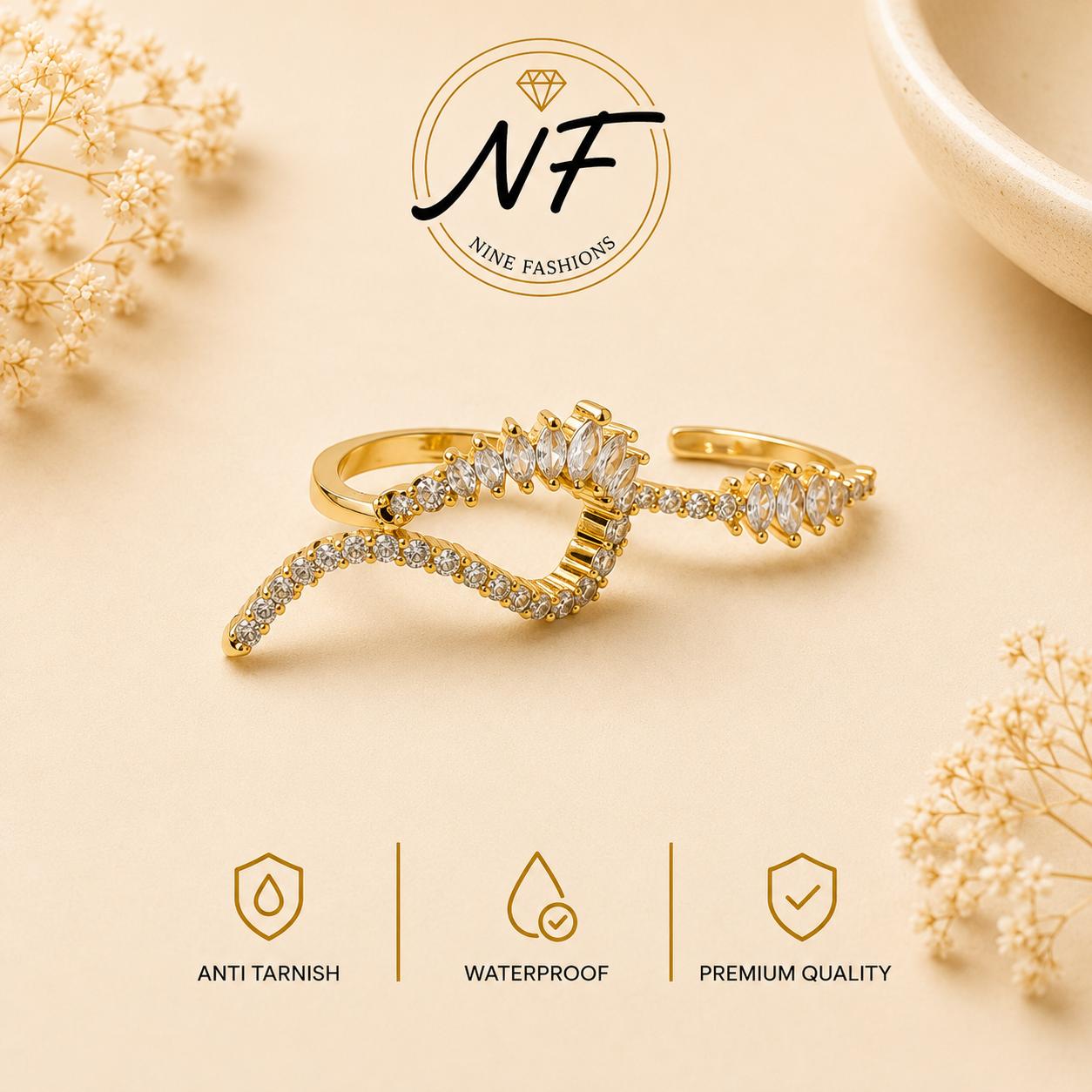 Starlit Gem 2 Finger  Ring