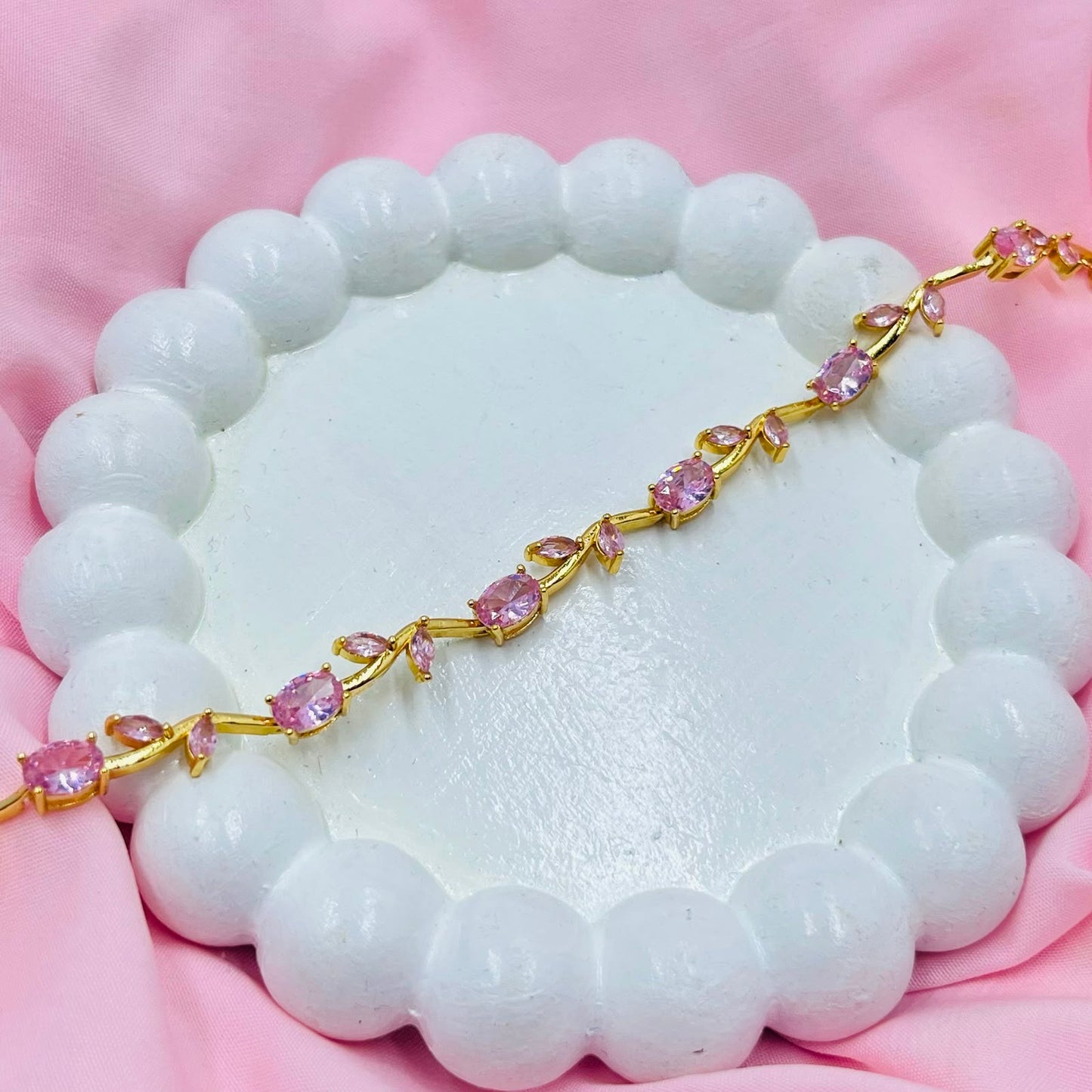 Pink Tulip Stem Bracelet