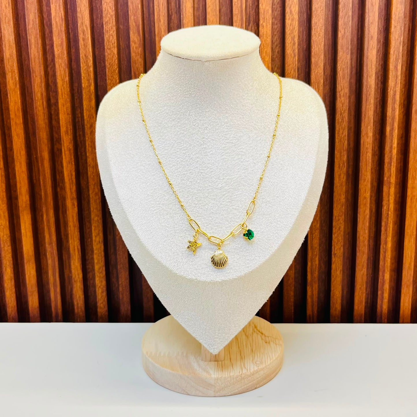 Emerald Charm  Necklace