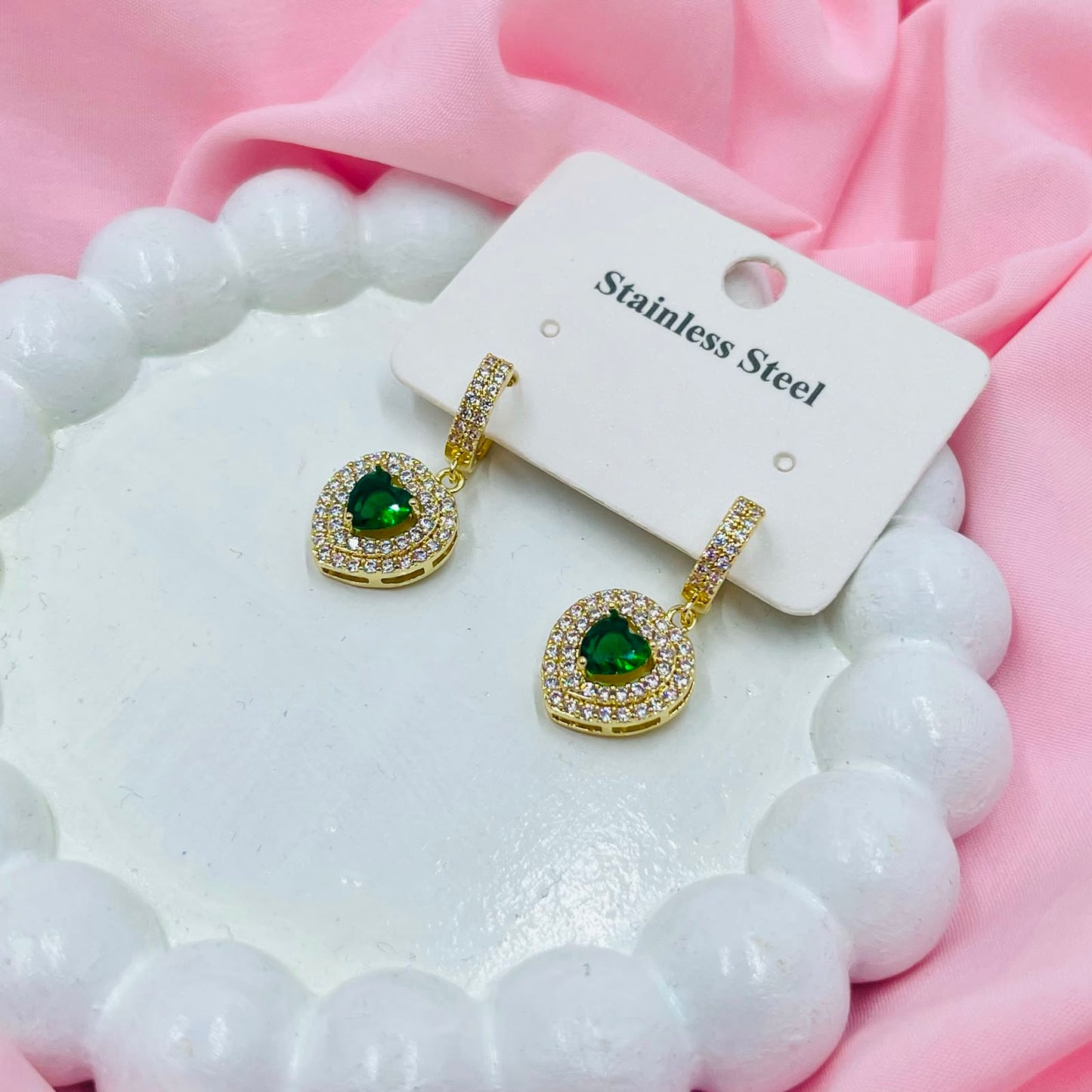 Green Heart  Earring