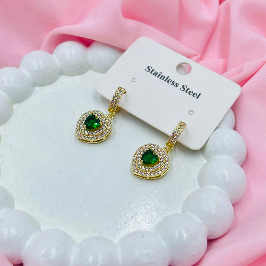 Green Heart  Earring