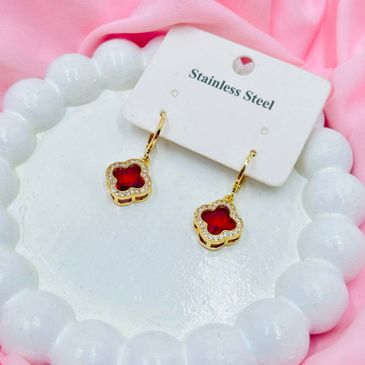 Red Flower Earrings