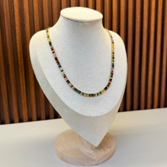 Multi Stone Tennis Necklace