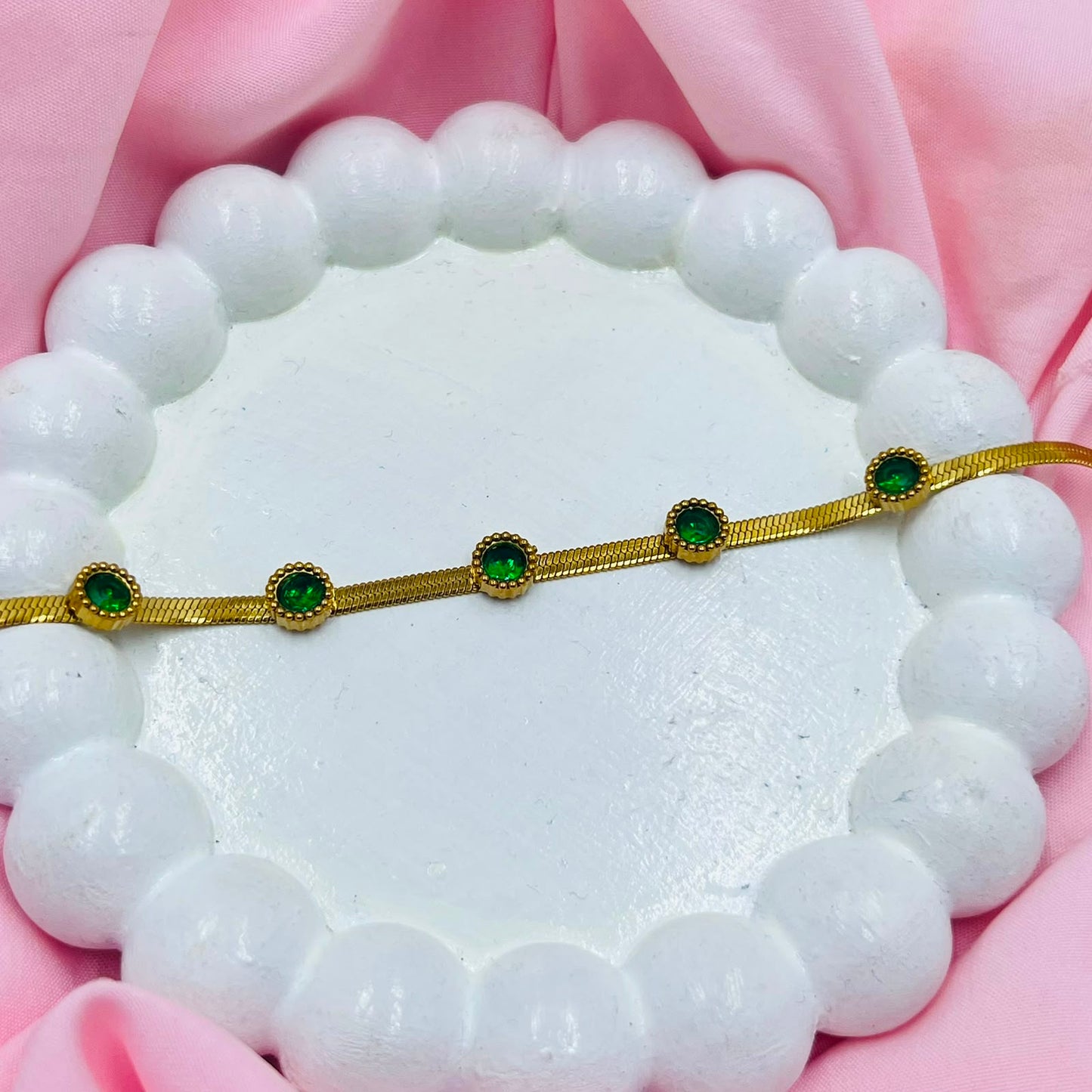 Green Oval Stones Bracelet