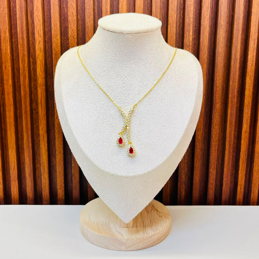Small Red Teardrop Necklace