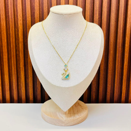 Swan Light Blue  Necklace