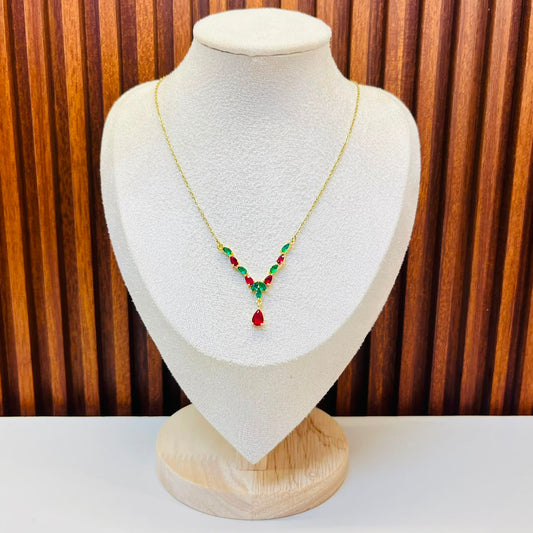 Green And Red Stones Necklace