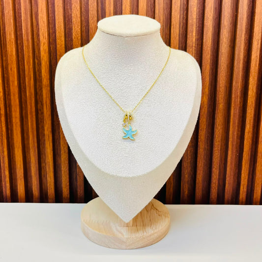 Small Sky Blue Starfish Necklace