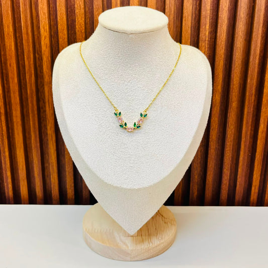 Green And Pink Stones Necklace