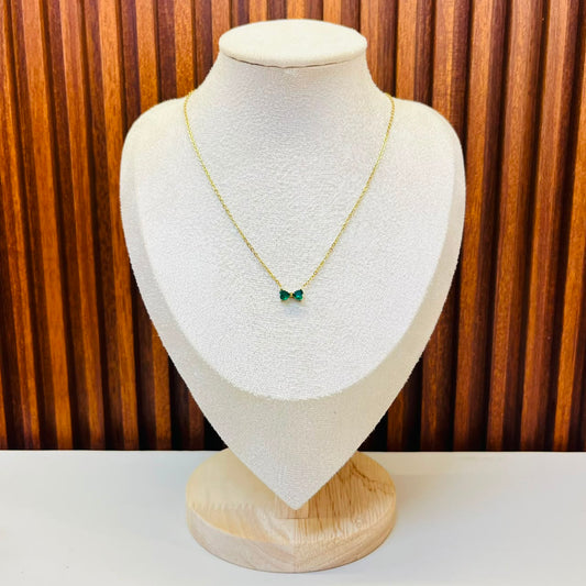 Green Stone Bow Necklace