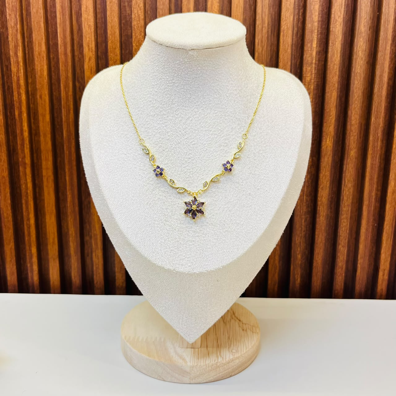 Purple Floral Charms Necklace
