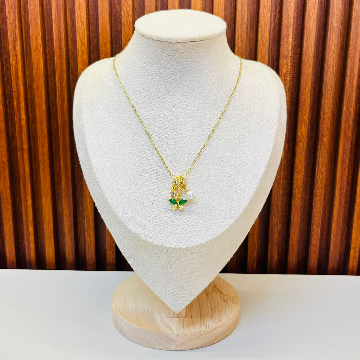 Green And gold Butterfly necklace