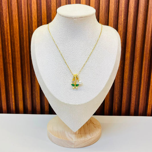 Green And gold Butterfly necklace
