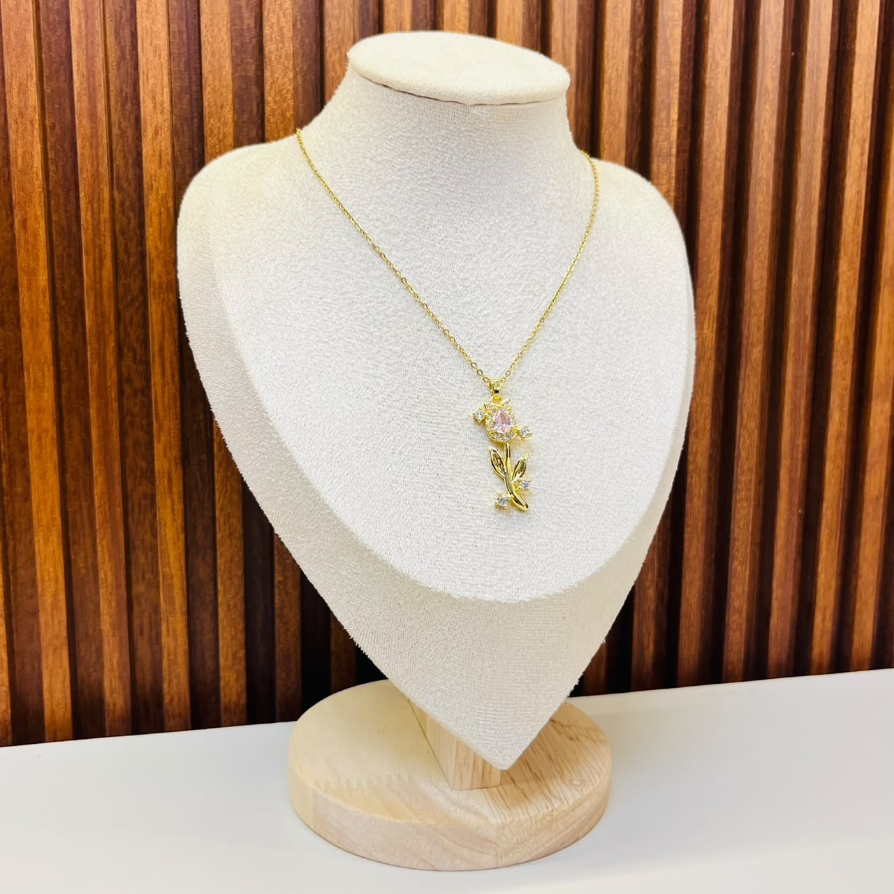 Small Pink Stone  Necklace