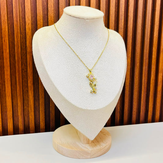 Small Pink Stone  Necklace