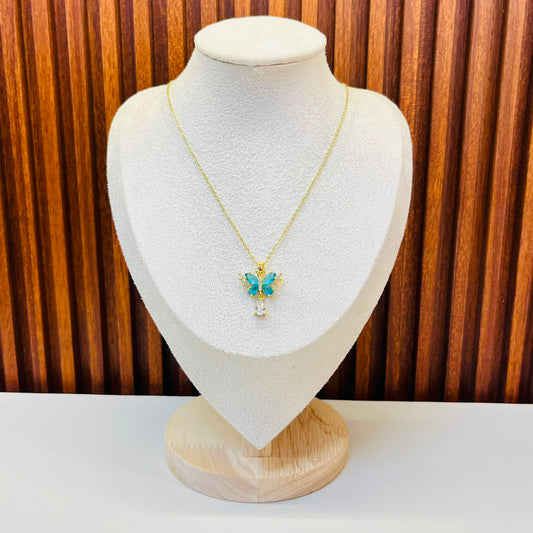 Sky Blue Butterfly Necklace
