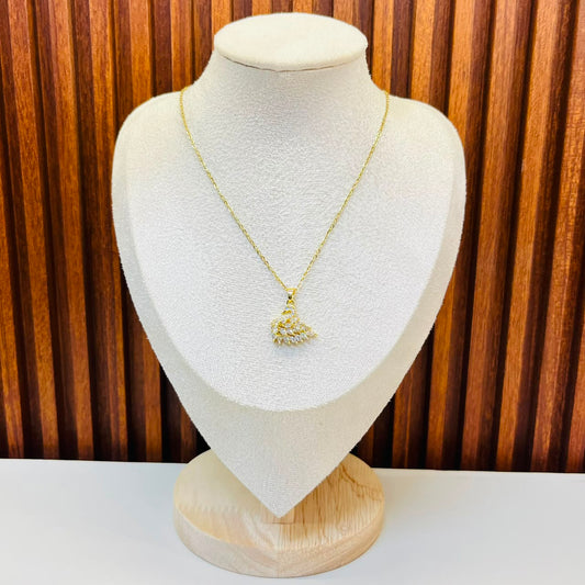 White Stone Swan  Necklace