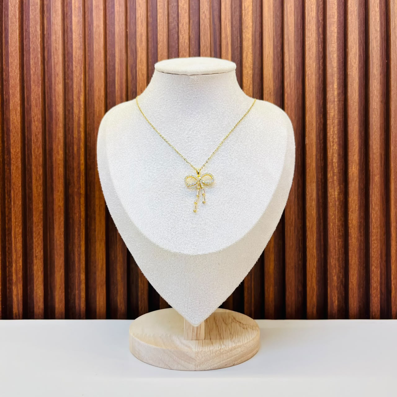 White Bow Necklace