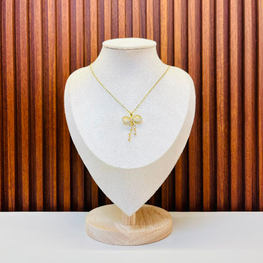 White Bow Necklace