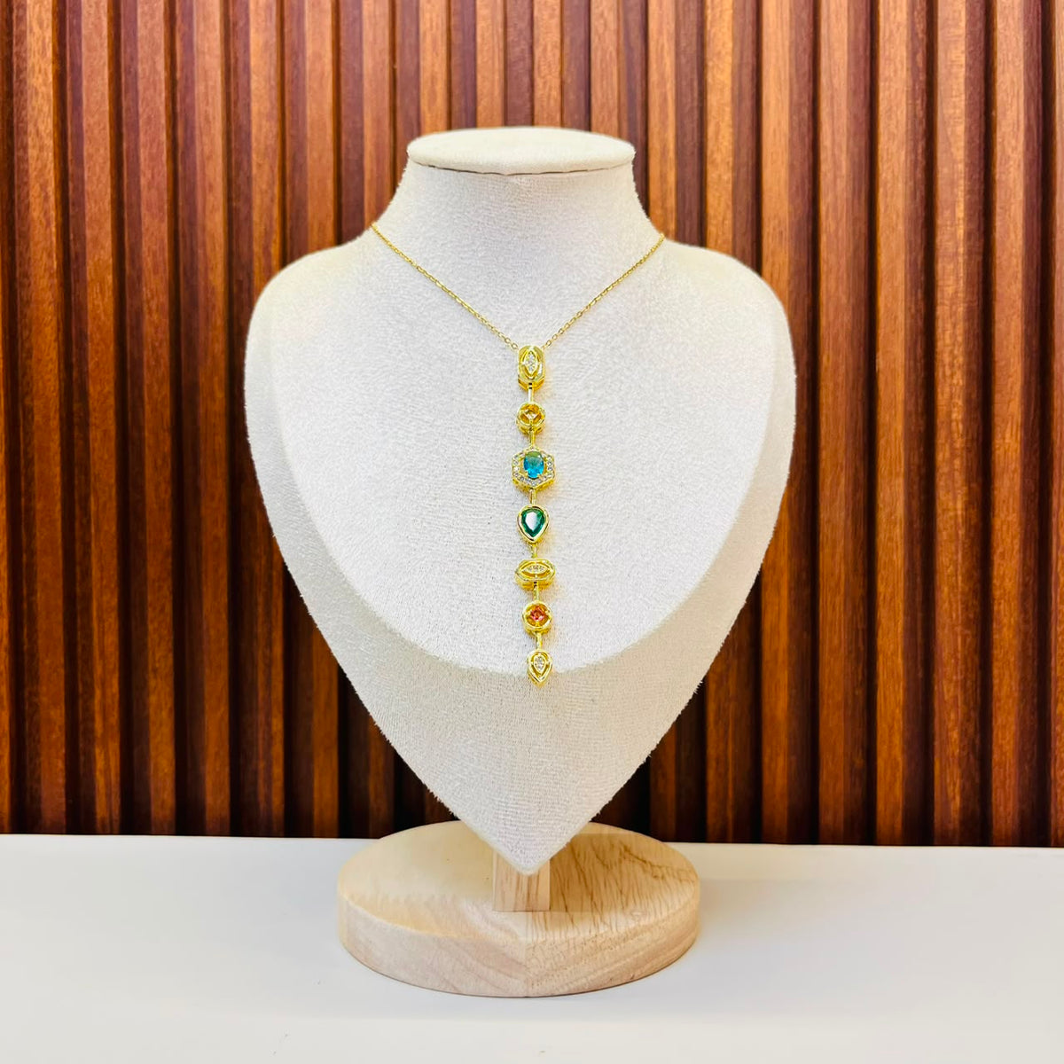 Vertical Colourful Gemstone Necklace