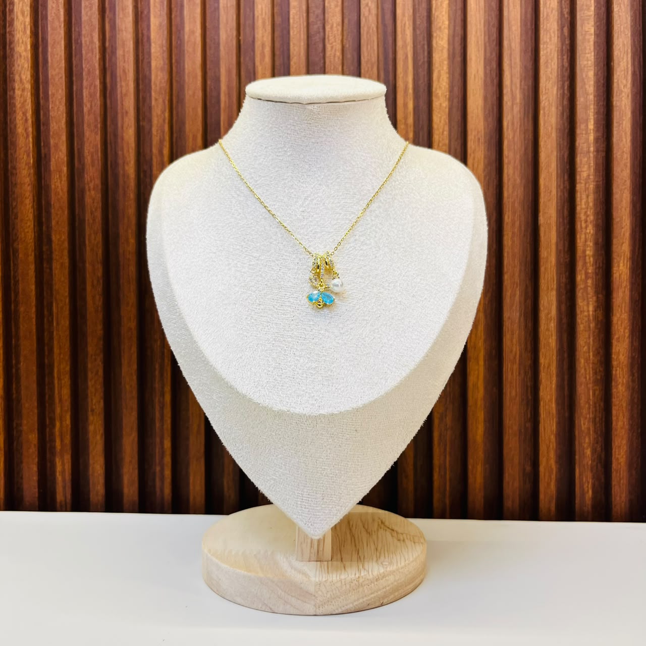 Sky Blue And White Elements Necklace