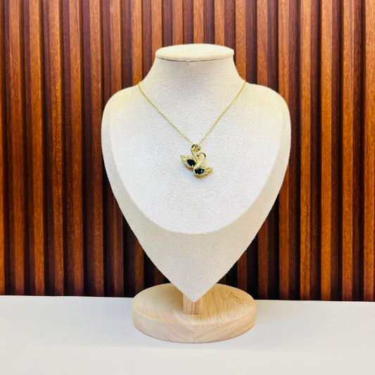 Black Stone Swan  Necklace