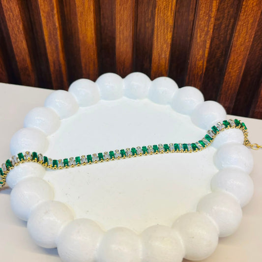 Golden  Emerald Tennis Bracelet
