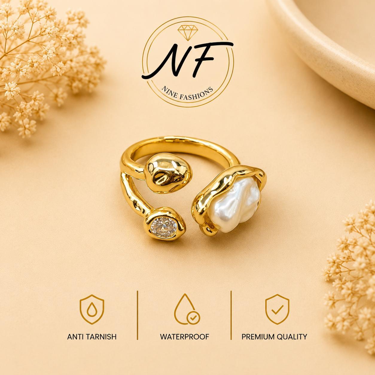 Diamond Pearl Ring