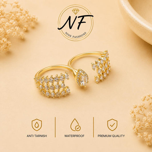 Golden Sparkle 2 Finger Ring