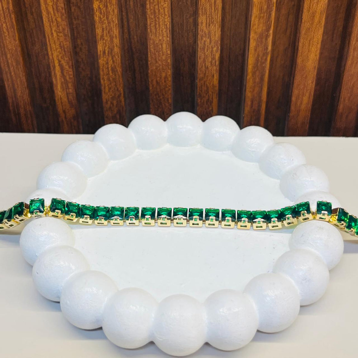 Green Rectangular Tennis Bracelet