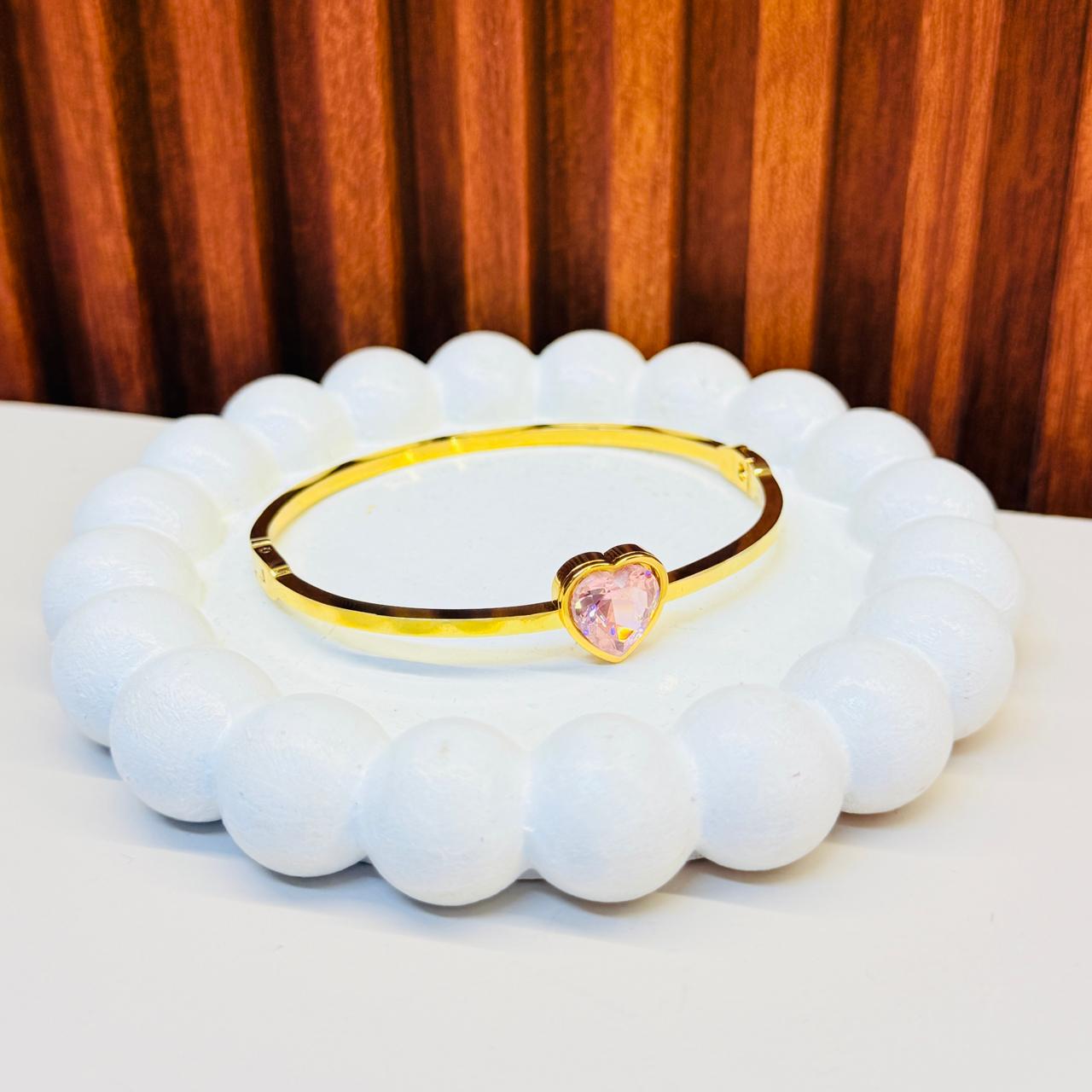 Gold Pink Gemstone Bracelet