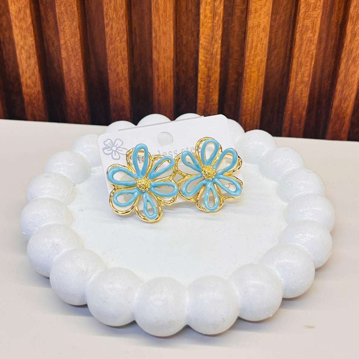 Sky Blue Flower   Earrings