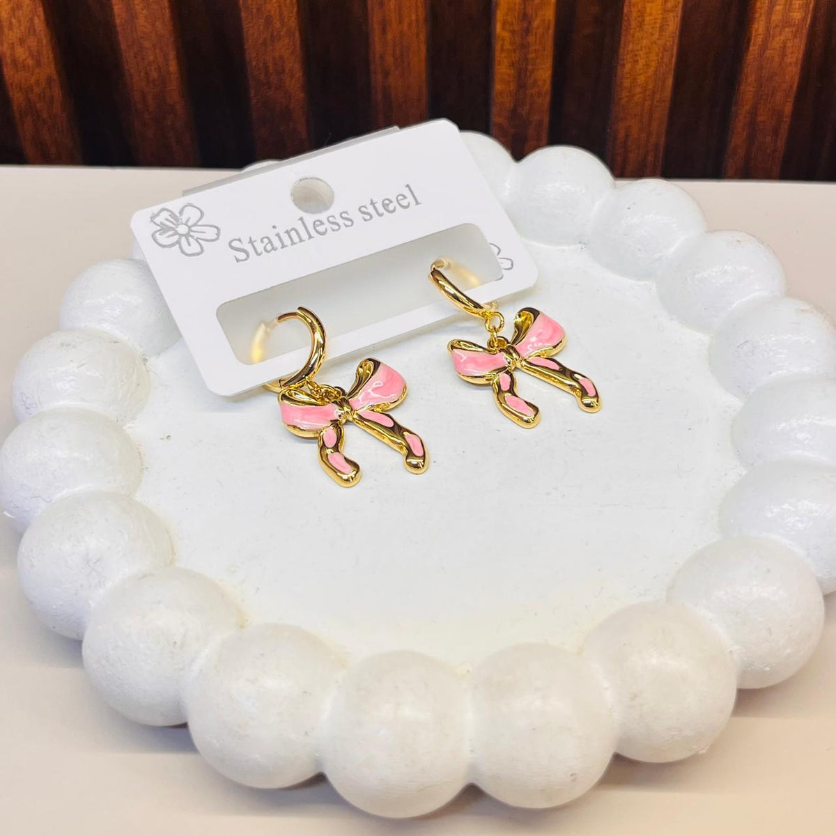 Pink Bow Earrings