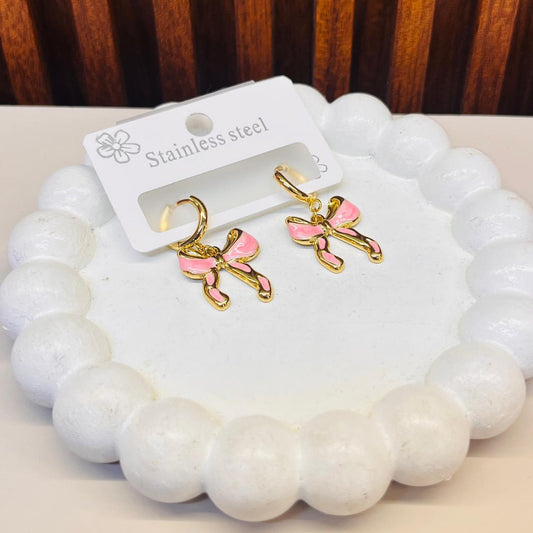 Pink Bow Earrings