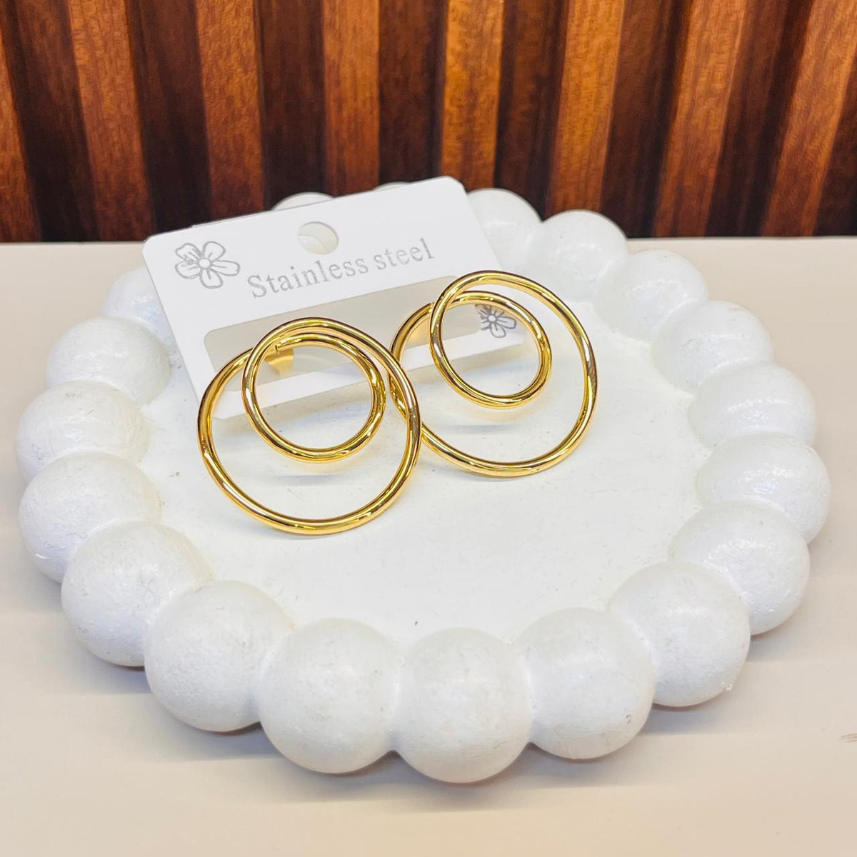 Gold Double Layer  Earrings