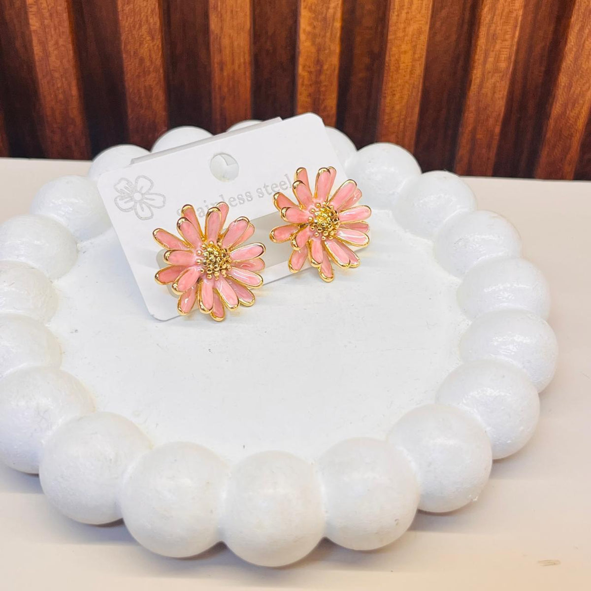 Pink Flower Earrings