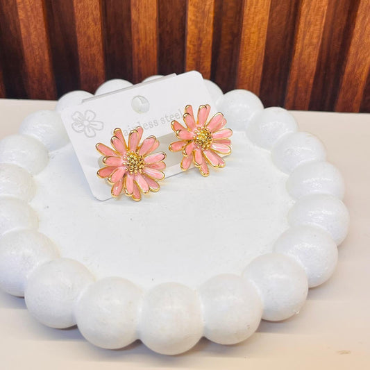 Pink Flower Earrings