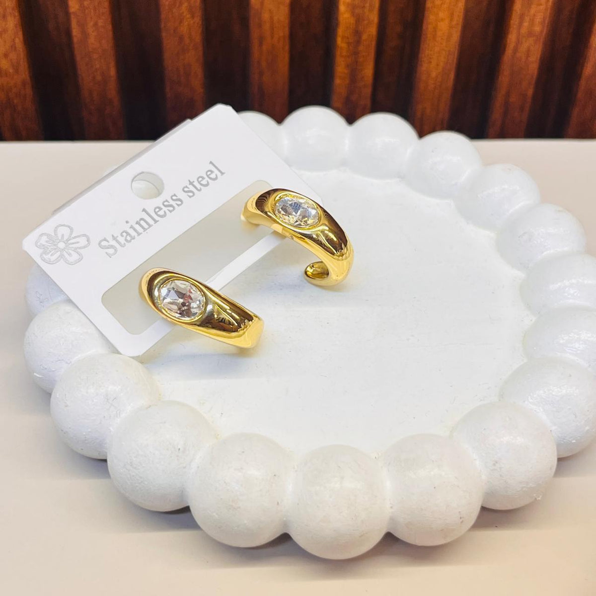 White Stone Earrings