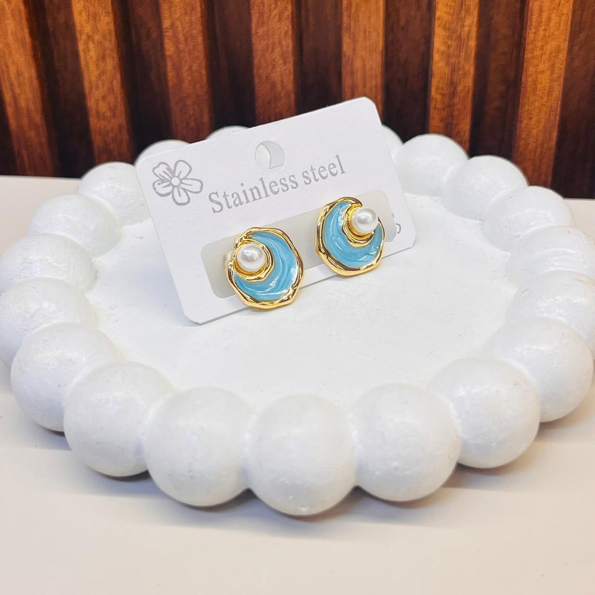 Light Blue Enamel Earrings