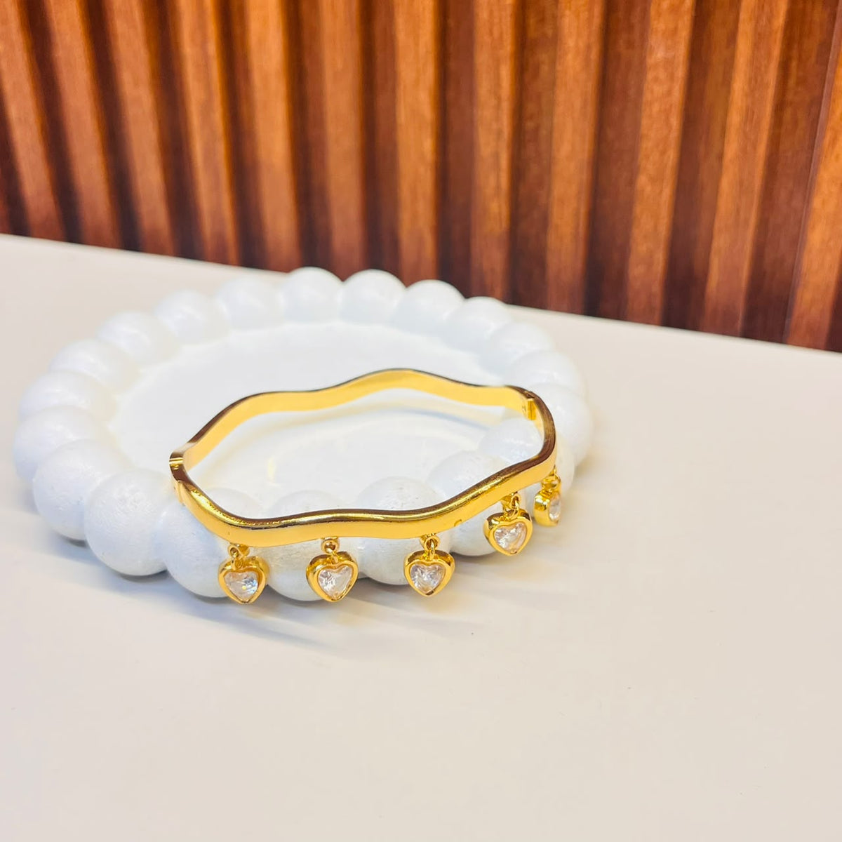 White Stone  Heart Bracelet