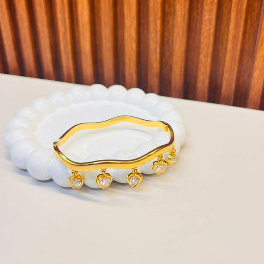 White Stone  Heart Bracelet