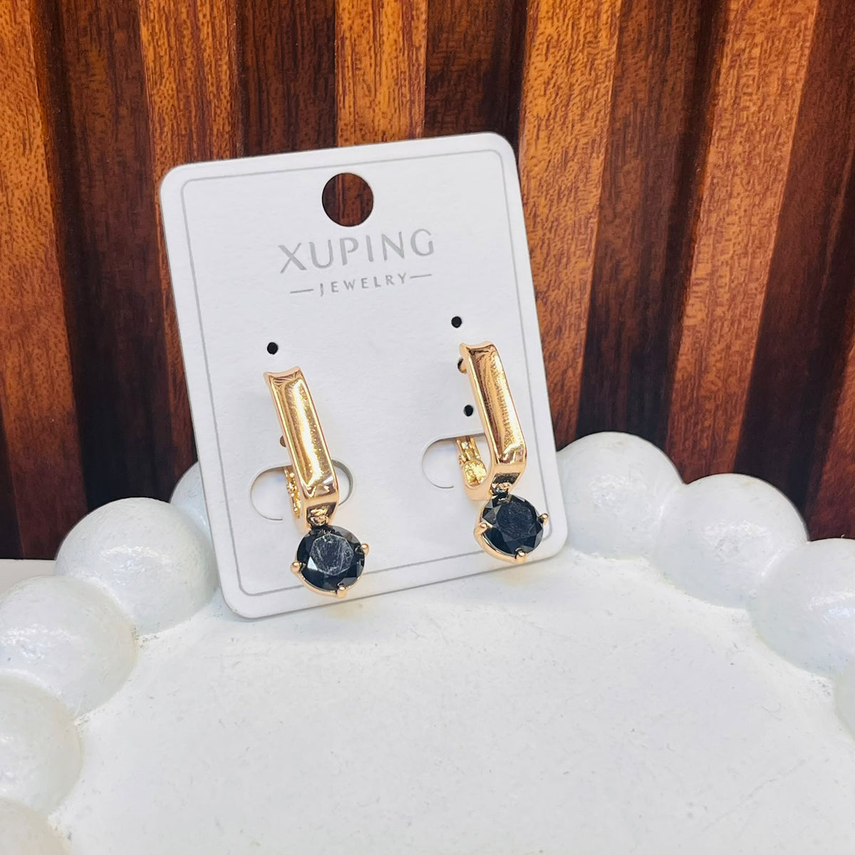 Black Stone Earrings - XUPING