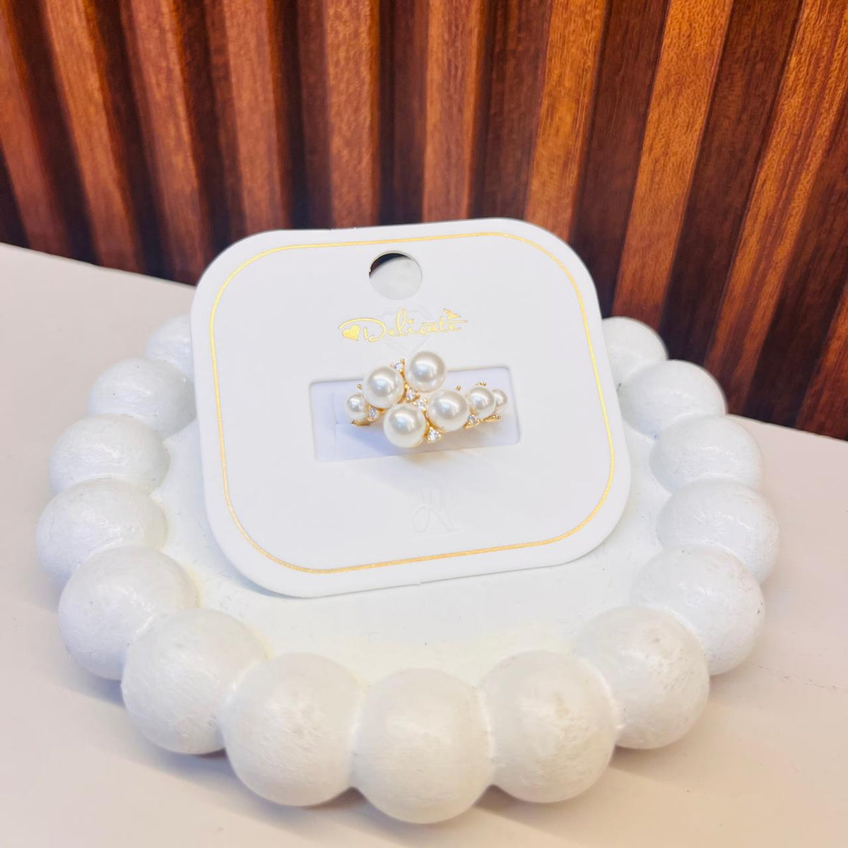 White Faux Pearls Ring